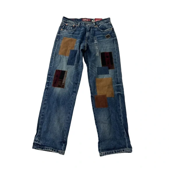 Lucky Legend Mid Rise Boyfriend High Bluff Patchwork Blue Denim Jeans Size 0/25